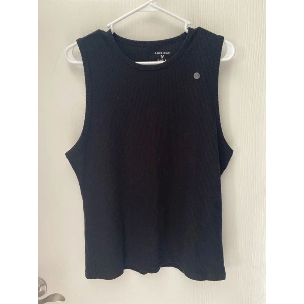 American Eagle Ribbed High Neck Tank Top Black XXL New With Sticker